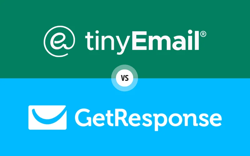 Comparative bar chart visualizing the features of GetResponse vs TinyEmail email marketing platforms