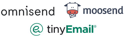 omnisend, tinyemail and moosend logos
