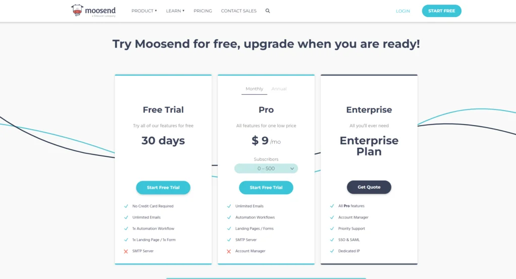 moosend pricing