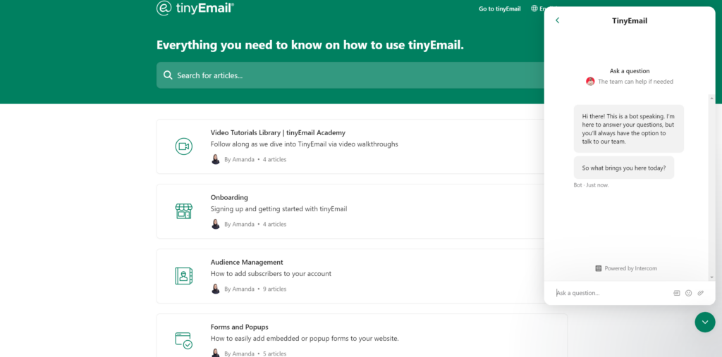 tinyemail customer support
